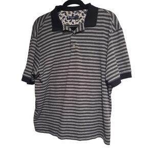 Men's cremieux casual black gray stripe shirt Size large